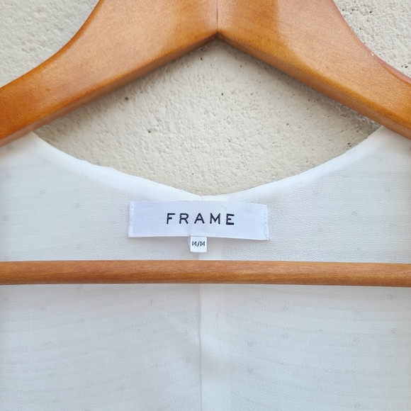 Frame | Puff Sleeve Polka Dot Ruched Georgette Top Size Medium - Picture 4 of 9